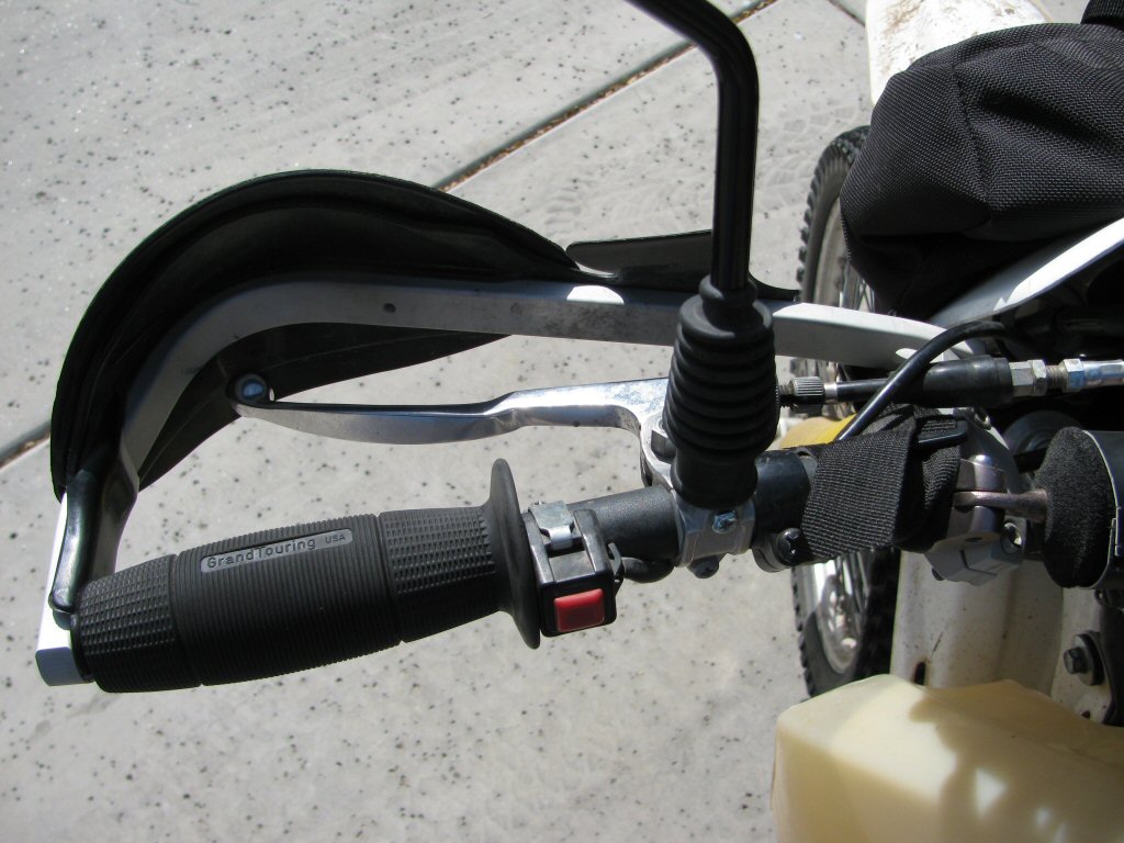 Tusk D-Flex hand guards mounted on a 1993 Suzuki DR350.