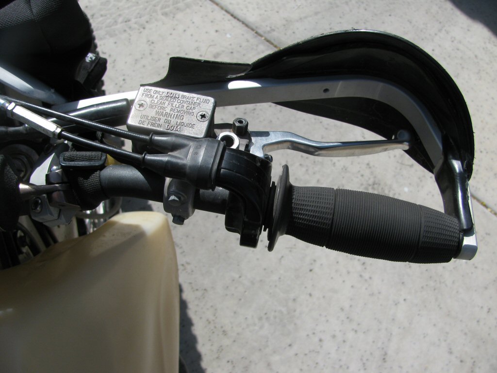 Tusk D-Flex hand guards mounted on a 1993 Suzuki DR350.