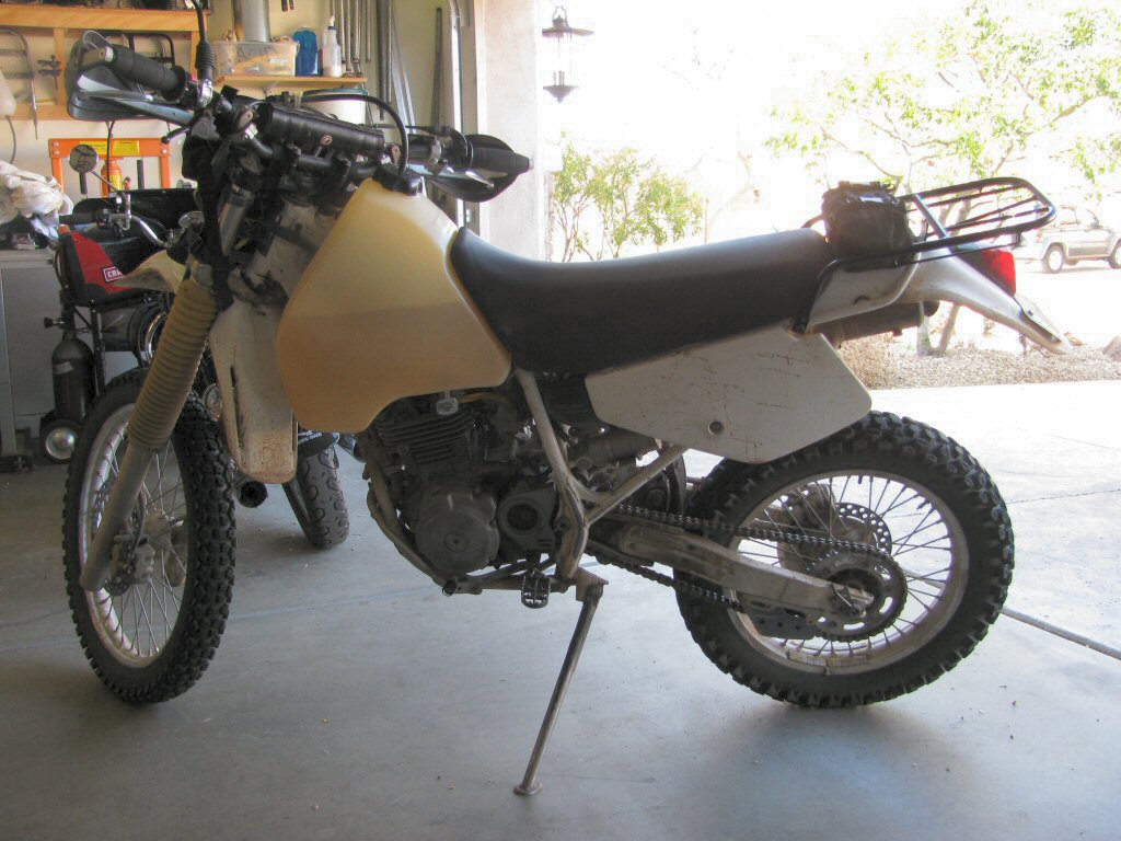 The revised ManRacks DR350 luggage rack fit to my 1993 Suzuki DR350.