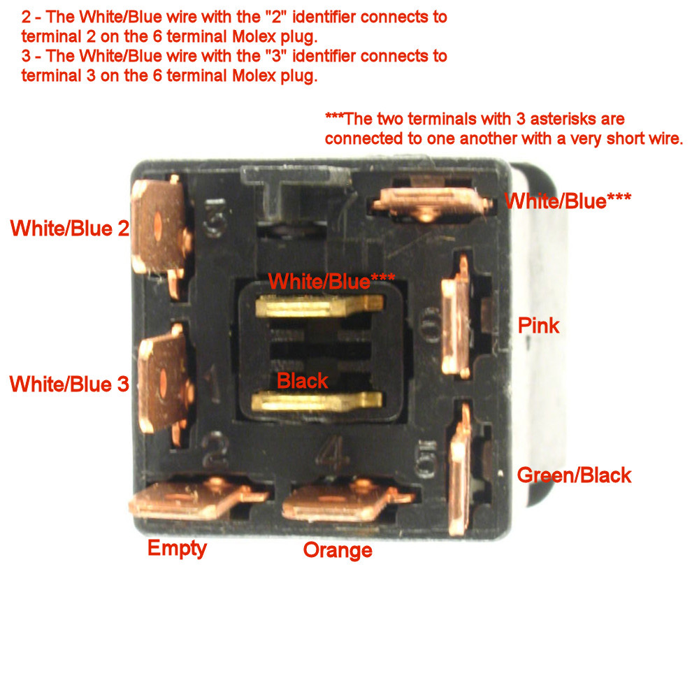 Wiring connections for the 4-way flasher switch used on the Moto Guzzi California III.