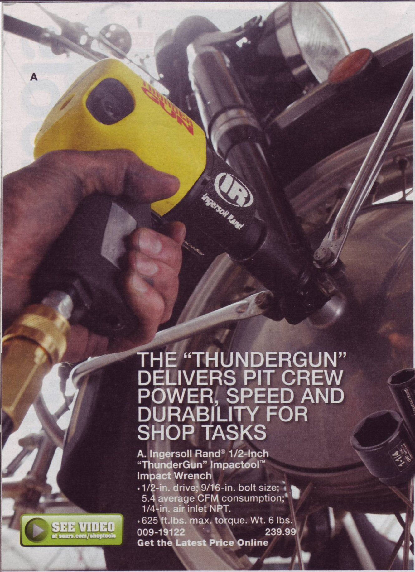 Moto Guzzi advertisement: Sears Cool Blue for Tools catalog for an Ingersoll Rand Thundergun. Catalog is dated 2011 - 2012 on the cover, but it arrived in my mailbox on 2011 February 28.