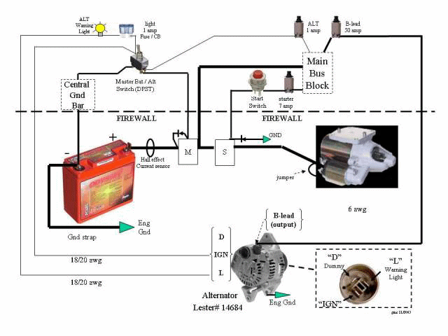 A more complete wiring diagram for Nippon Denso alternator. It is unknown what the original application of this wiring diagram was for.