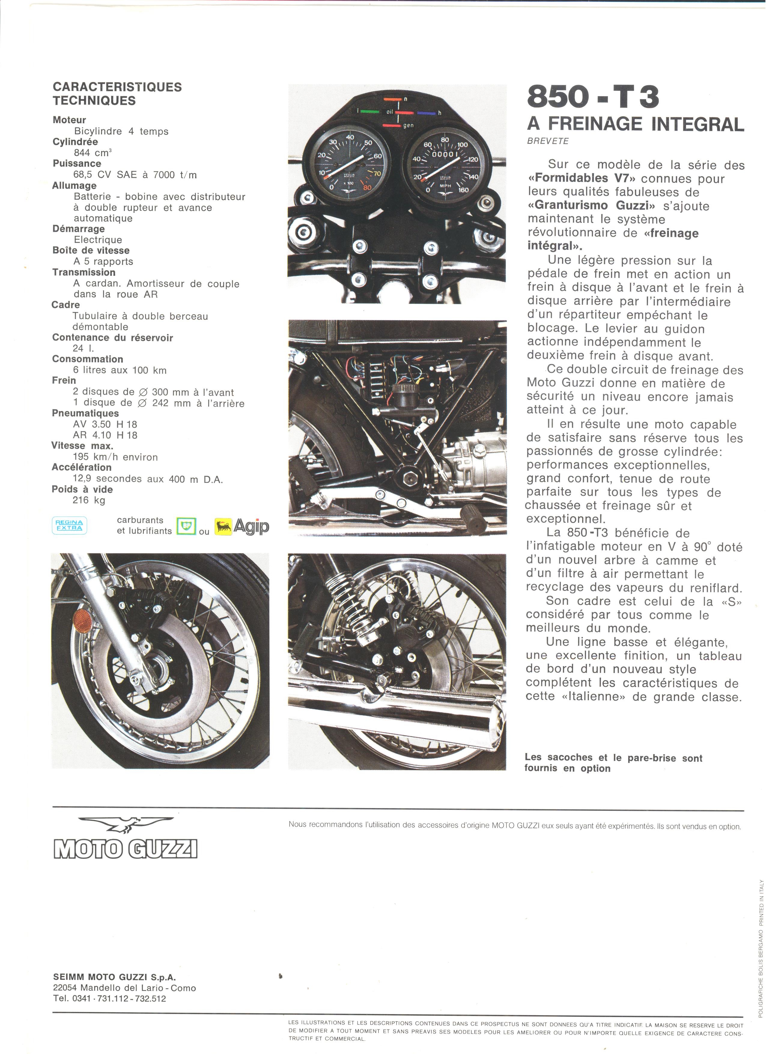 Moto Guzzi factory brochure: 850 T3