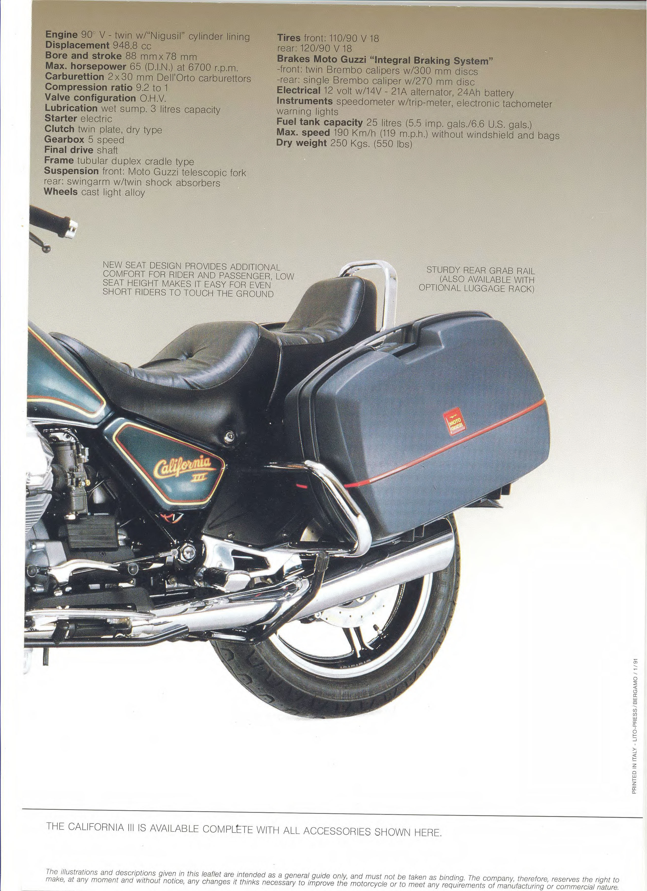 Moto Guzzi factory brochure: California III 1989