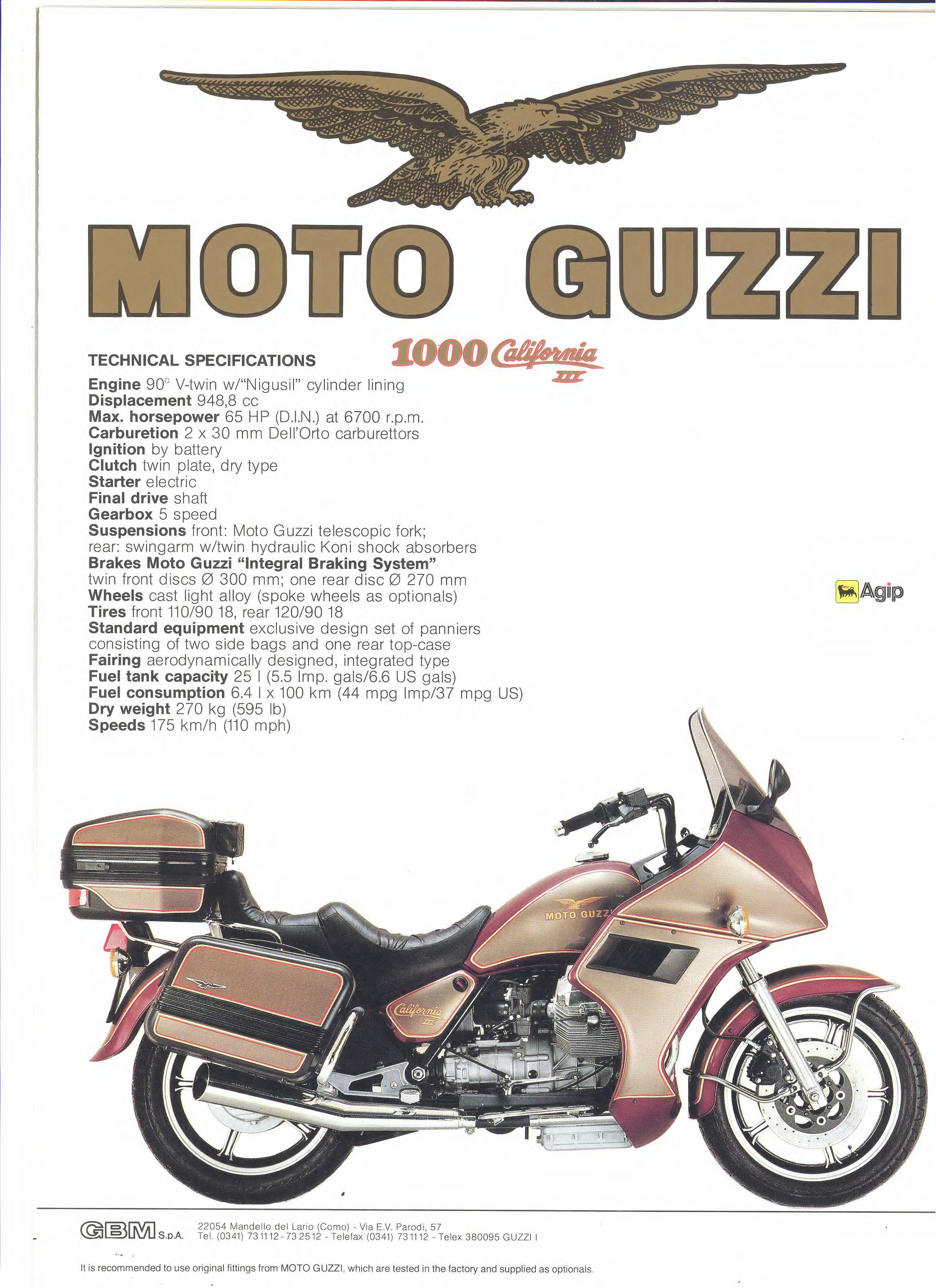 Moto Guzzi factory brochure: California III Full Fairing