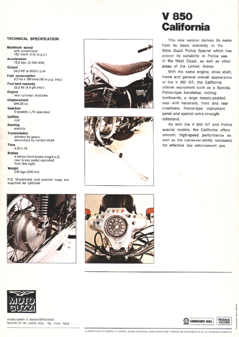 Moto Guzzi factory brochure: 850 California Police