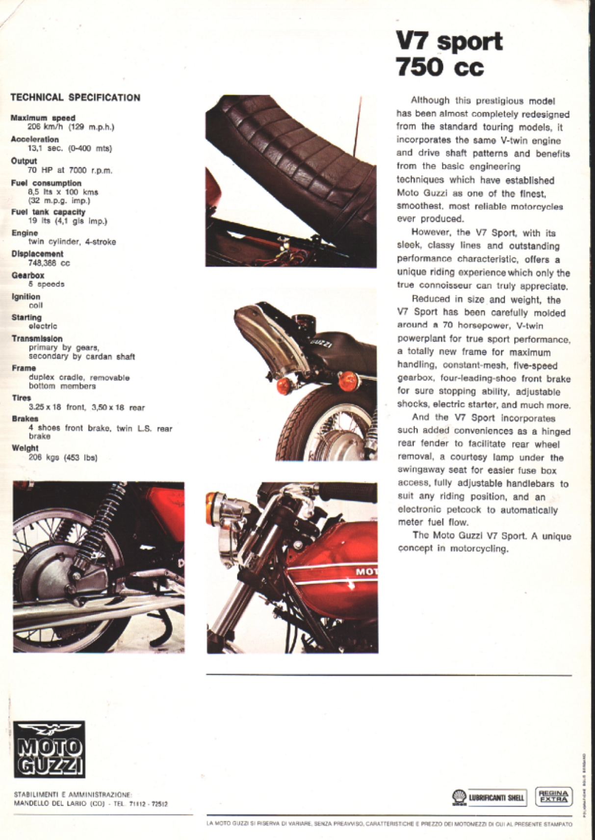 Moto Guzzi factory brochure: V7 Sport