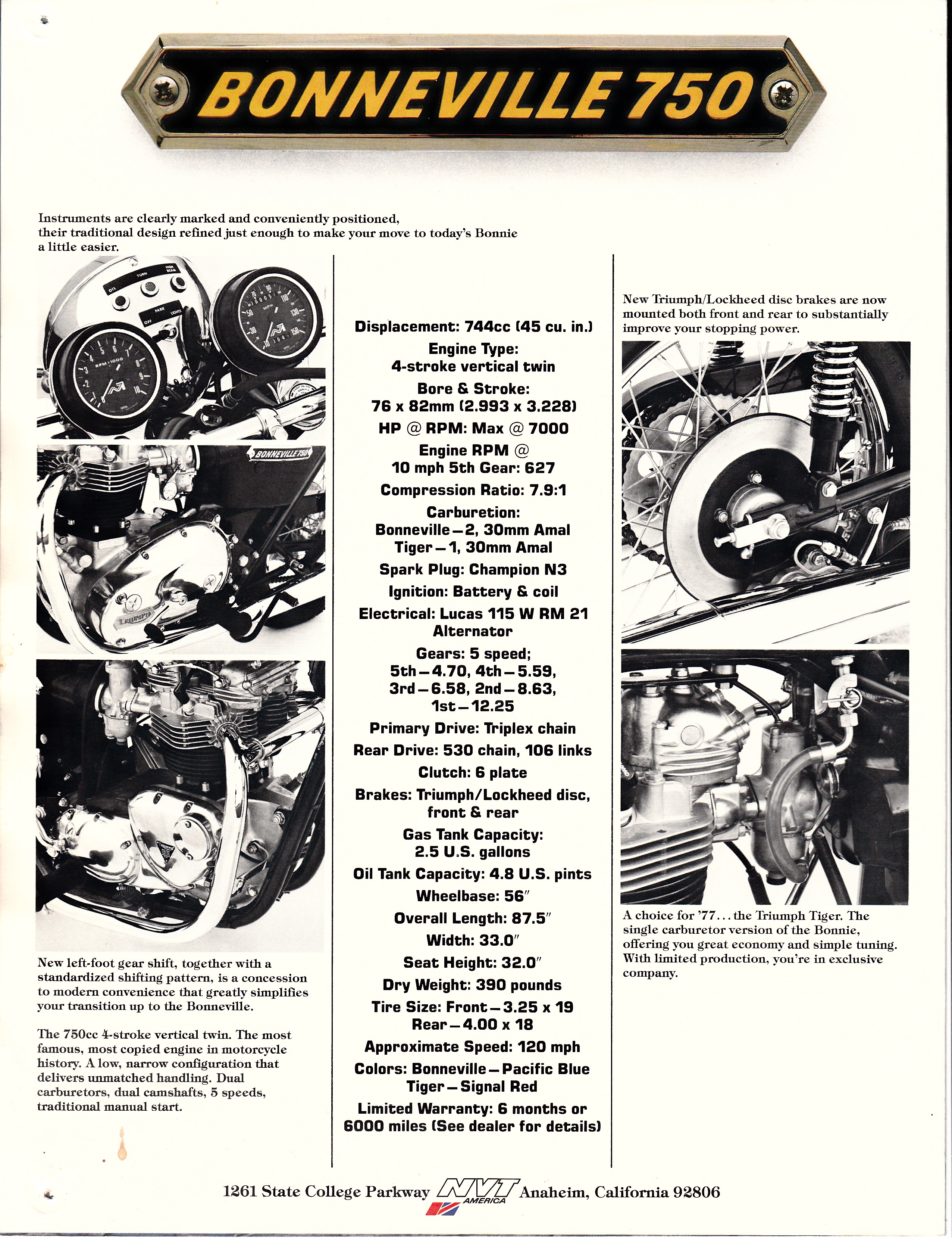 Brochure - Triumph Bonneville 1977