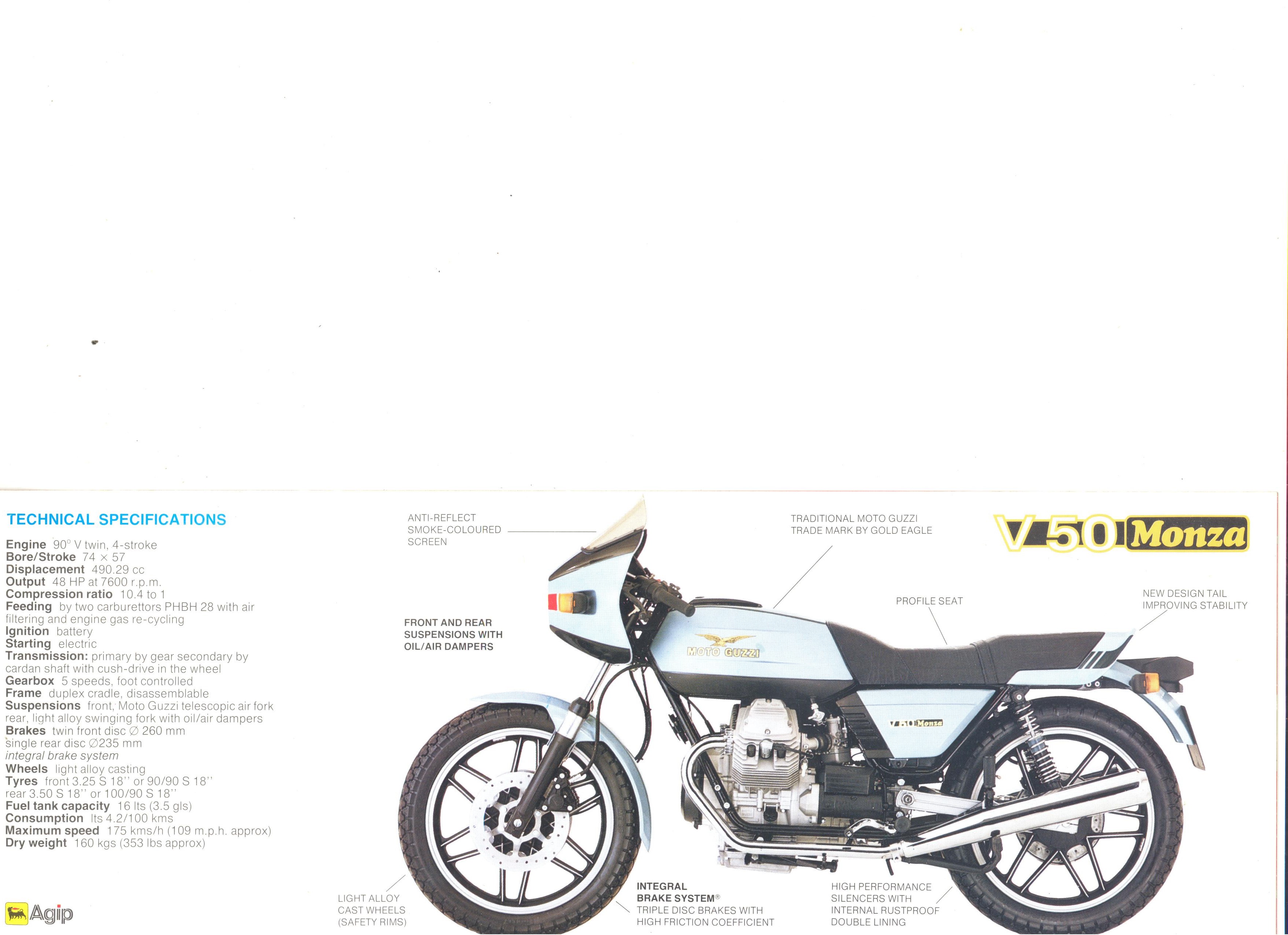 Moto Guzzi factory brochure: V50 Monza - V65