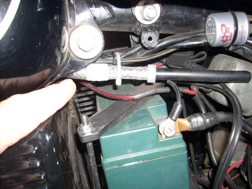 Bunn Breather installed on a Moto Guzzi Eldorado.