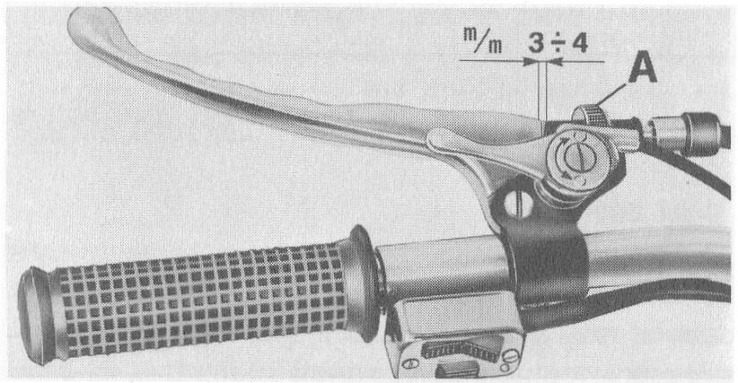 Handlebar lever adjustment and free play on a Moto Guzzi 850 GT.