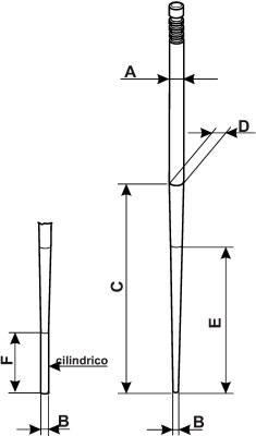 PHBE...P-VHSA carburetor slide needle. Note the term cilindrico which translates to cylindrical.