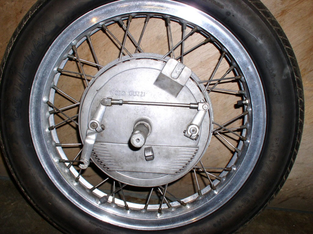 Moto Guzzi four leading shoe front brake used on late V700, Eldorado, and 850GT models.