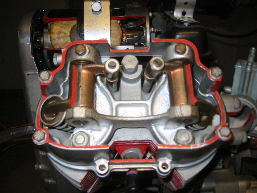 Internal cut-away images of a Moto Guzzi V700.