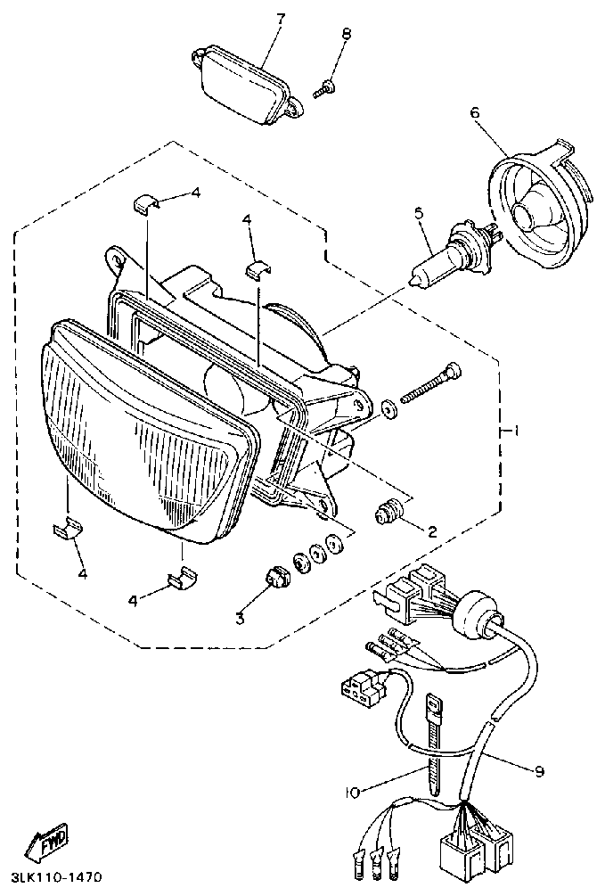 Yamaha spare parts catalog showing headlight assembly. Part number 3HH-84320-00-00.