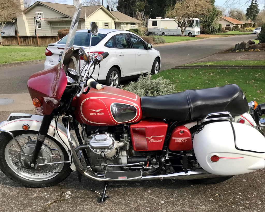 Enduro saddlebags for a Moto Guzzi.