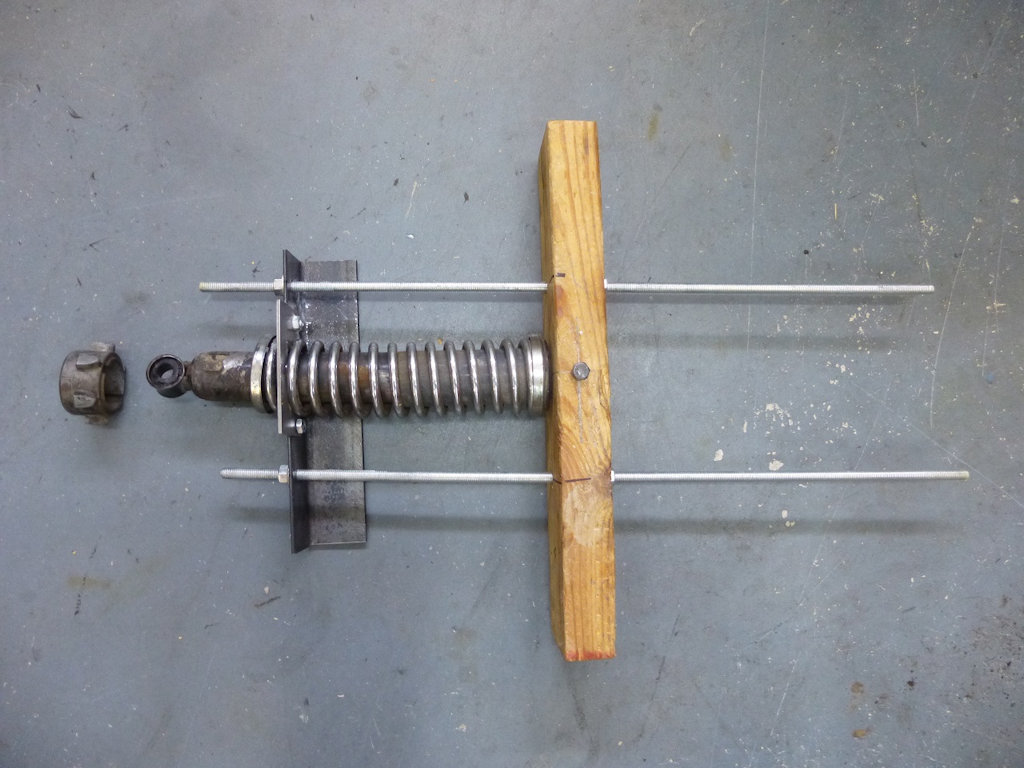 Joe Tokarz's shock spring compressor for Moto Guzzi V700, V7 Special, Ambassador, 850 GT, 850 GT California, Eldorado, and 850 California Police models