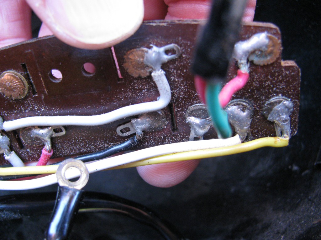 Soldered connections on the back side of the distribution panel, as fit to a Moto Guzzi Astore.